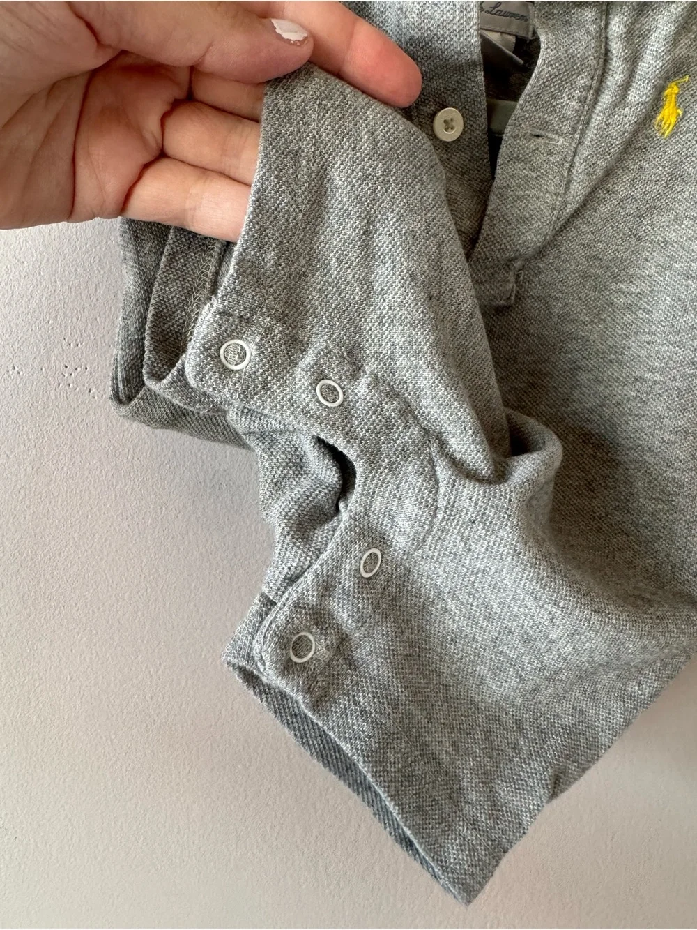 Ralph Lauren Baby Boys Gray Yellow Number 3 Shorts One Piece Romper 3 months